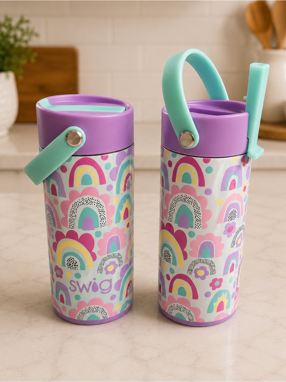 swig kids rainbow stainless steel tumbler 2 pack